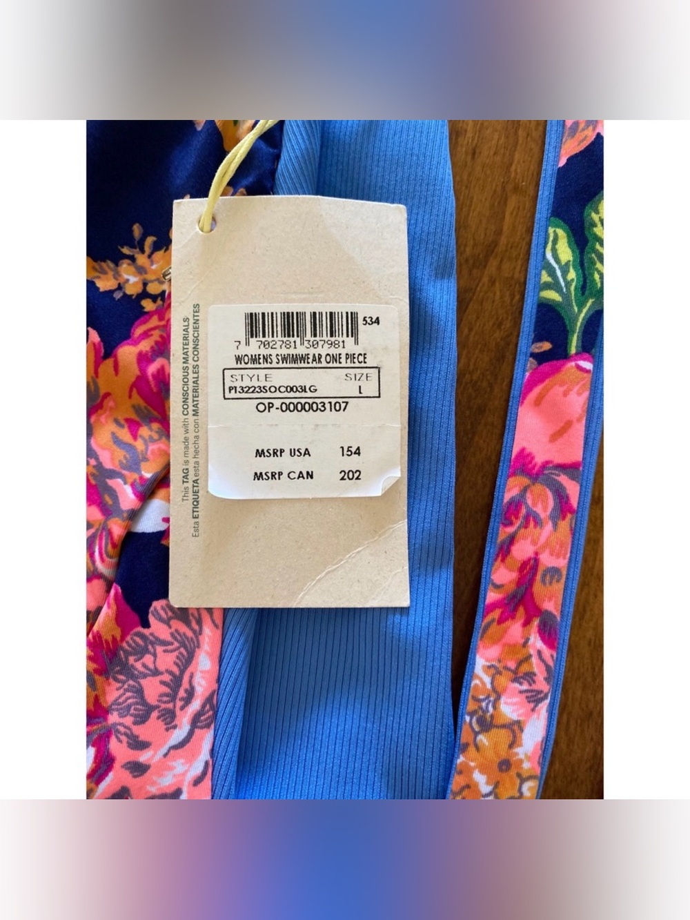 Maaji Blue Reversible One-Piece with Pink Floral Accents - Picture 4 of 5
